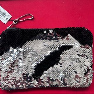 Sequin Clutch Bag - Black and Silver